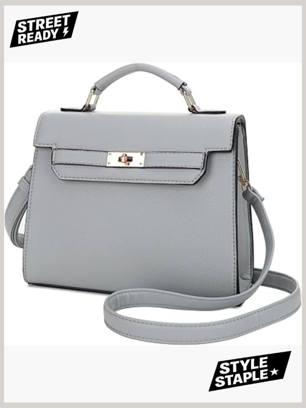 Top Handle Satchel with Detachable Strap Small Pebbled Leather Crossbody Bag - Picture 1 of 6